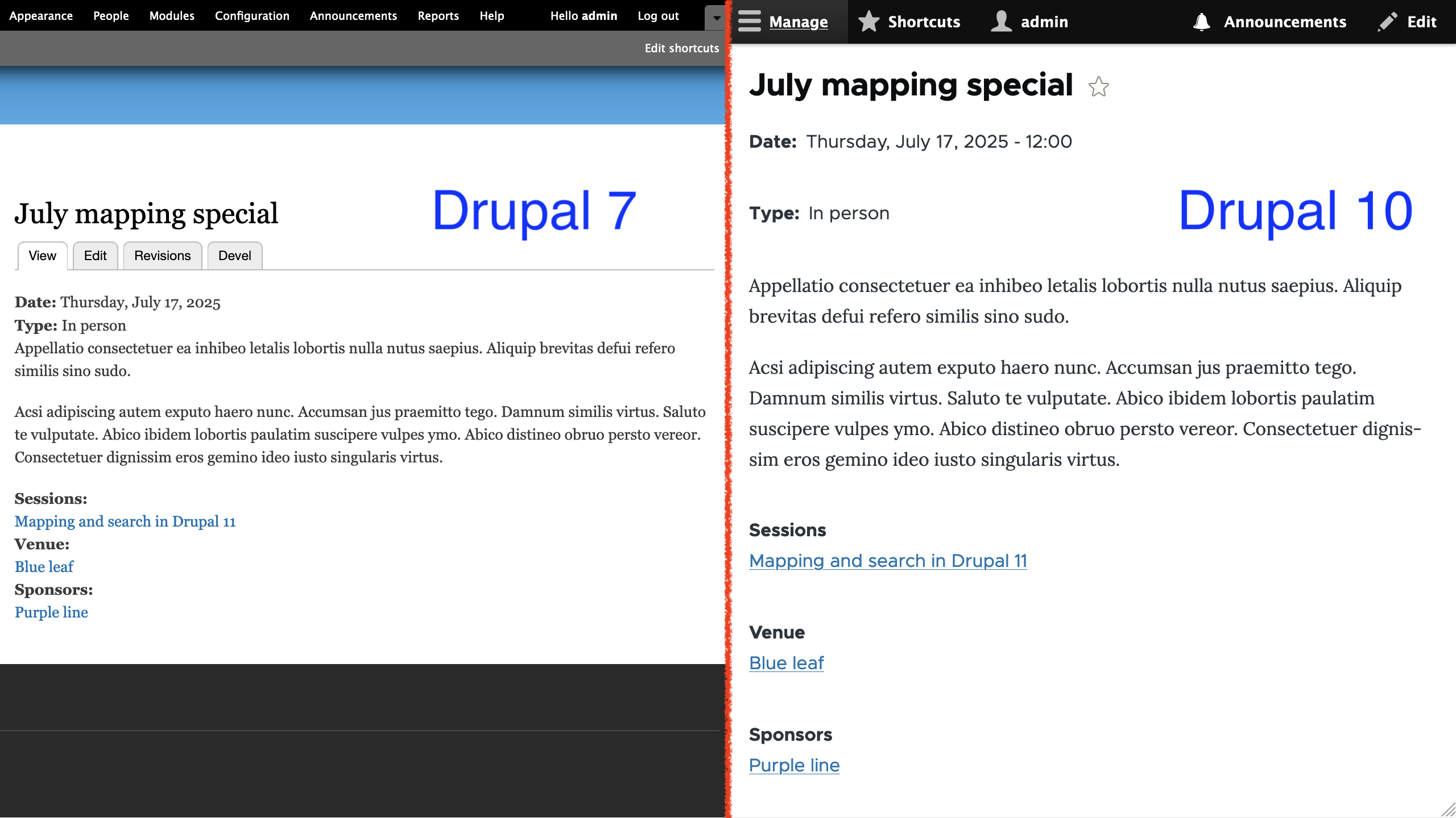 Manage Display page