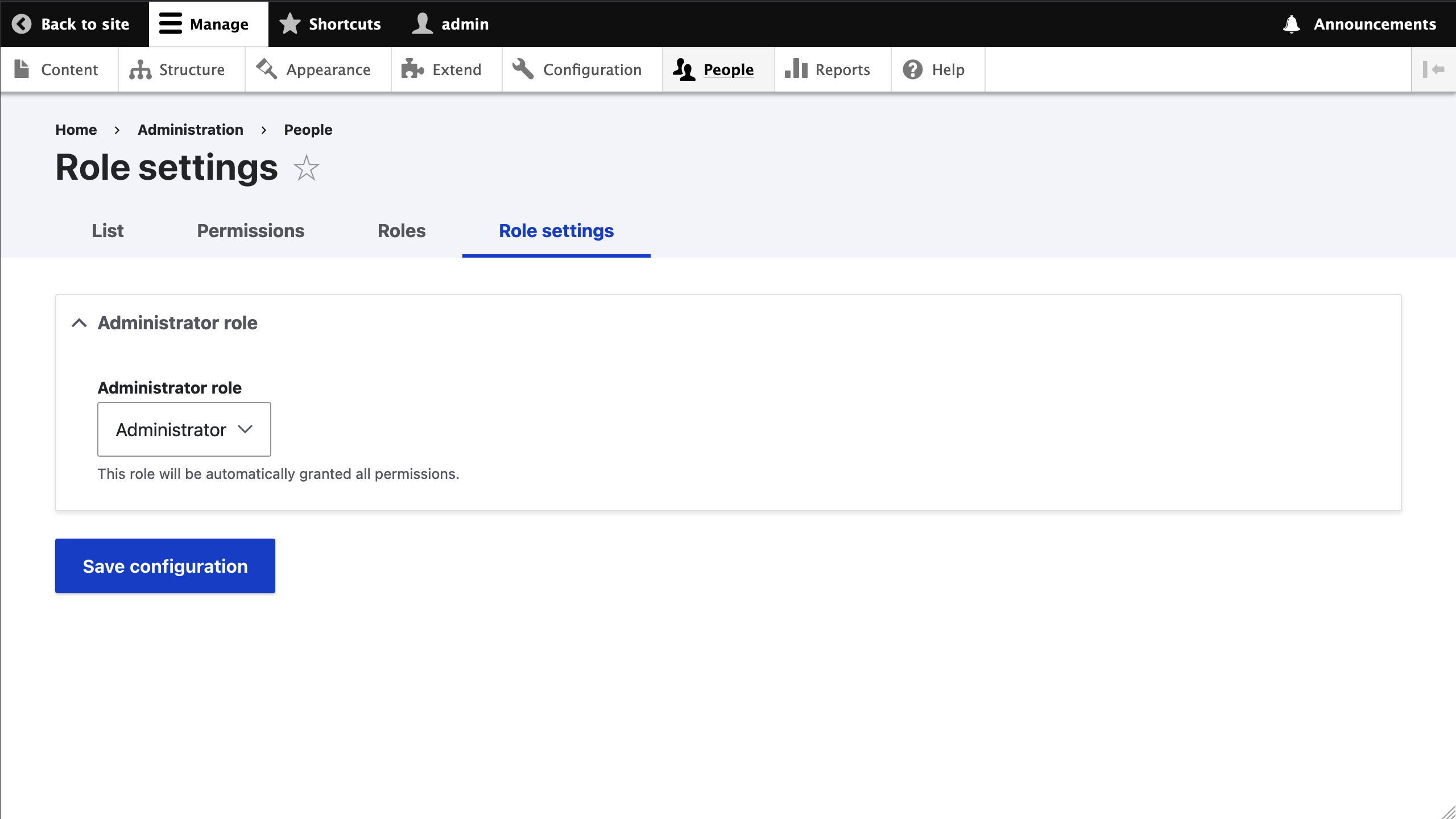 Manage Form Display page